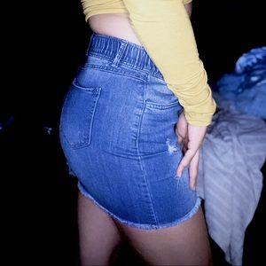 Fashion Nova Distressed Denim Mini Skirt